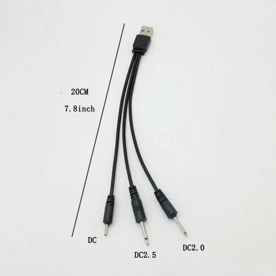 3-In-1 USB Charging Cable, DC2.5 And DC2.0 Pins, Suitable For Powering Facial Cleansing Brush, Beauty Device And Other Small Appliances