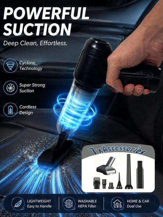 3-In-1 Wireless Handheld Car Vacuum Cleaner, High Power Vacuum And Blower, Portable Mini Handheld Vacuum Cleaner For Car And Home, Gift, Auto Accessories (2400mAh)