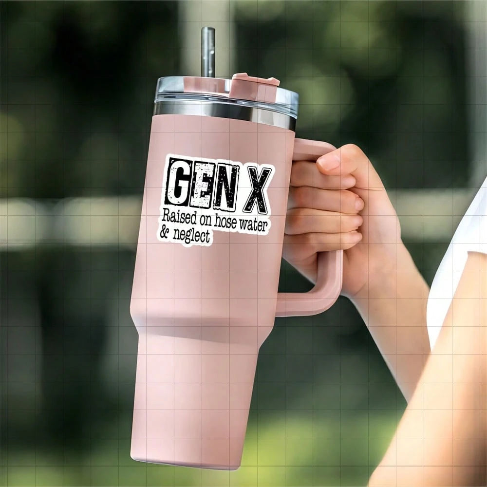 3-Inch "Gen X Raised On Hose Water And Neglect Sticker- Funny And Relatable Generational Humor Vinyl Sticker For Laptops, Notebooks, Water Bottles, Office Desks, Personal Spaces, And Humor Zones| Gr