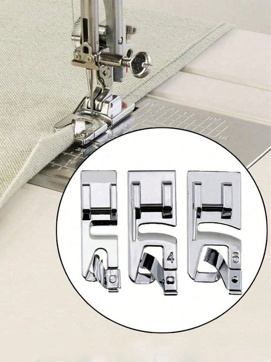 3 Piecesrolled Hem Presser Foot Set 3/4/6mm, Can Create Neat And Perfect Hems, Narrow Hem Presser Foot Set, Suitable For All Low-Shank Singer, Brother, Babylock, Euro-Pro, Janome, White, Elna Sewing M