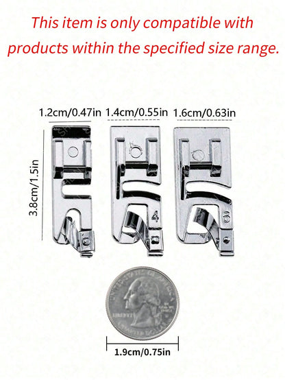 3 Piecesrolled Hem Presser Foot Set 3/4/6mm, Can Create Neat And Perfect Hems, Narrow Hem Presser Foot Set, Suitable For All Low-Shank Singer, Brother, Babylock, Euro-Pro, Janome, White, Elna Sewing M