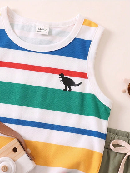 3 Random Piece Tops, Boy Tank Tops, All Round Neck + Wide Strap Basic Style, Fabric Looks Soft And Skin-Friendly