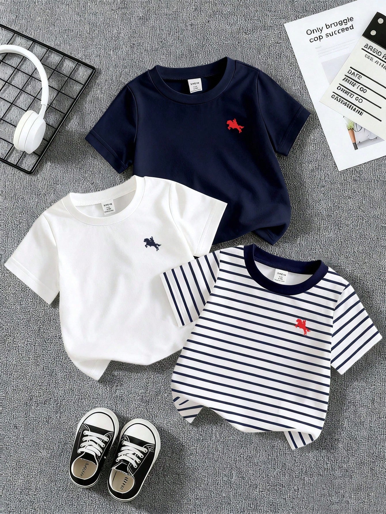 3 Random Pieces From 6 Designs, Cute Comfortable Simple Soft Casual Cartoon Print, Cartoon Boys Clothes Daily Tops, Boys Favorite Pattern Gift