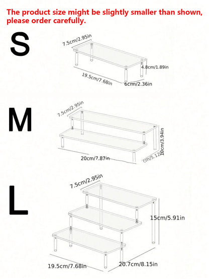 3-Tier Trapezoid Acrylic Display Stand, Home Storage Display Rack, Jewelry & Cosmetics Display Stand, Multi-Layer Transparent Display Rack, Cake Stand, Perfume Stand, Home Decor, Travel Essential