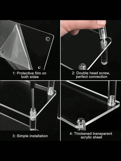 3-Tier Trapezoid Acrylic Display Stand, Home Storage Display Rack, Jewelry & Cosmetics Display Stand, Multi-Layer Transparent Display Rack, Cake Stand, Perfume Stand, Home Decor, Travel Essential
