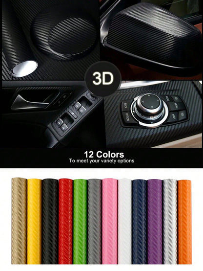 30*127cm Car Stickers and Decals 3D Carbon Fiber Vinyl Wrap Sheet Roll Protective Custom Film Auto Styling Exterior Accessories