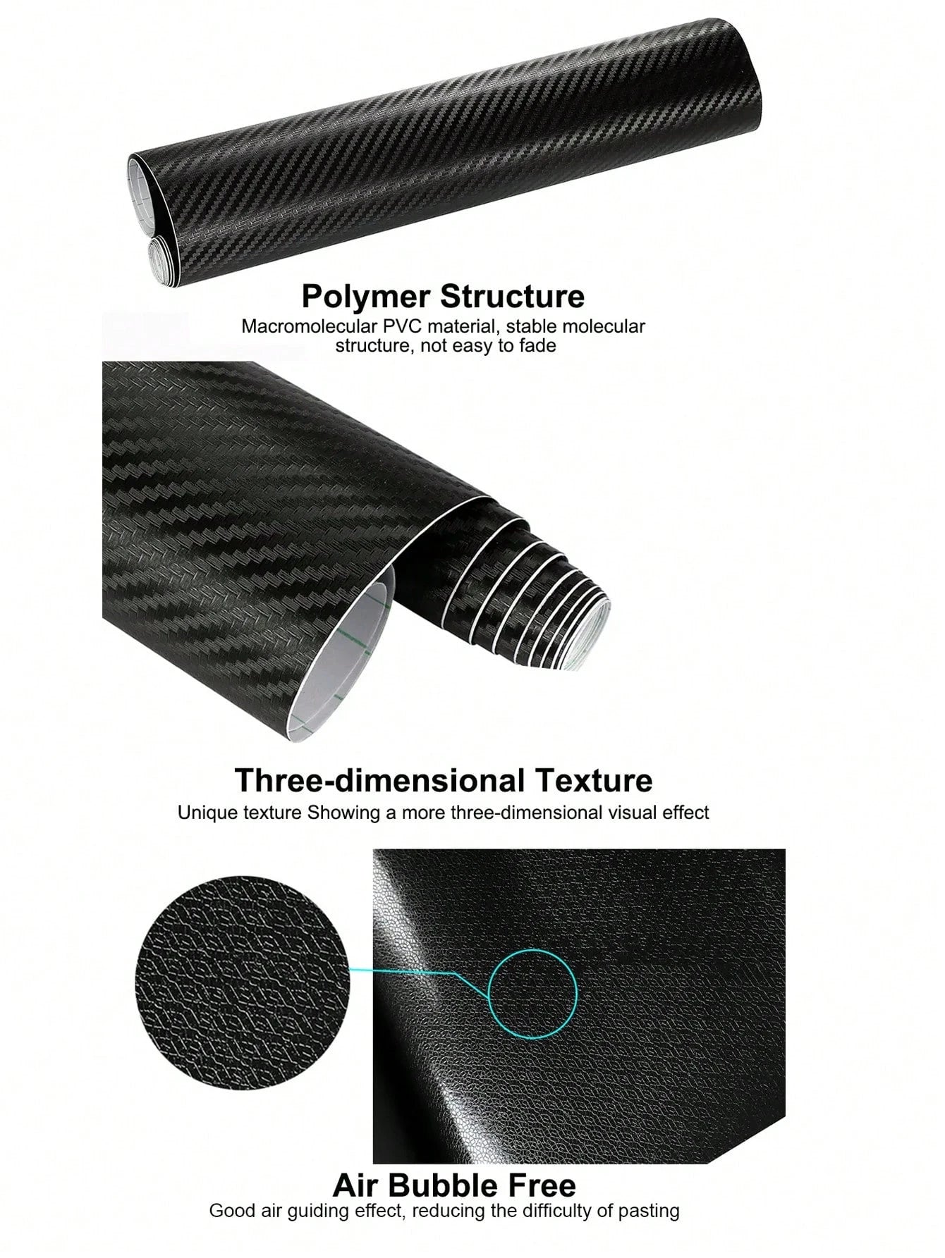 30*127cm Car Stickers and Decals 3D Carbon Fiber Vinyl Wrap Sheet Roll Protective Custom Film Auto Styling Exterior Accessories