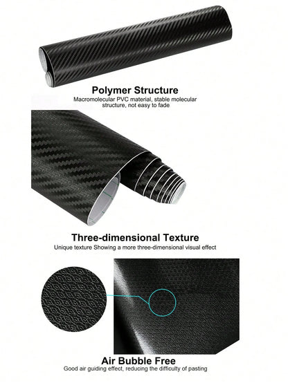 30*127cm Car Stickers and Decals 3D Carbon Fiber Vinyl Wrap Sheet Roll Protective Custom Film Auto Styling Exterior Accessories