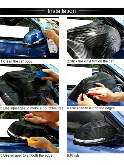30*127cm Car Stickers and Decals 3D Carbon Fiber Vinyl Wrap Sheet Roll Protective Custom Film Auto Styling Exterior Accessories