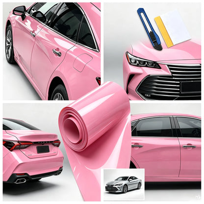 30*150cm Glossy Light Pink Vinyl Wrap Film, Car Body Wrap, Motorcycle DIY Decorative Self-Adhesive Sticker