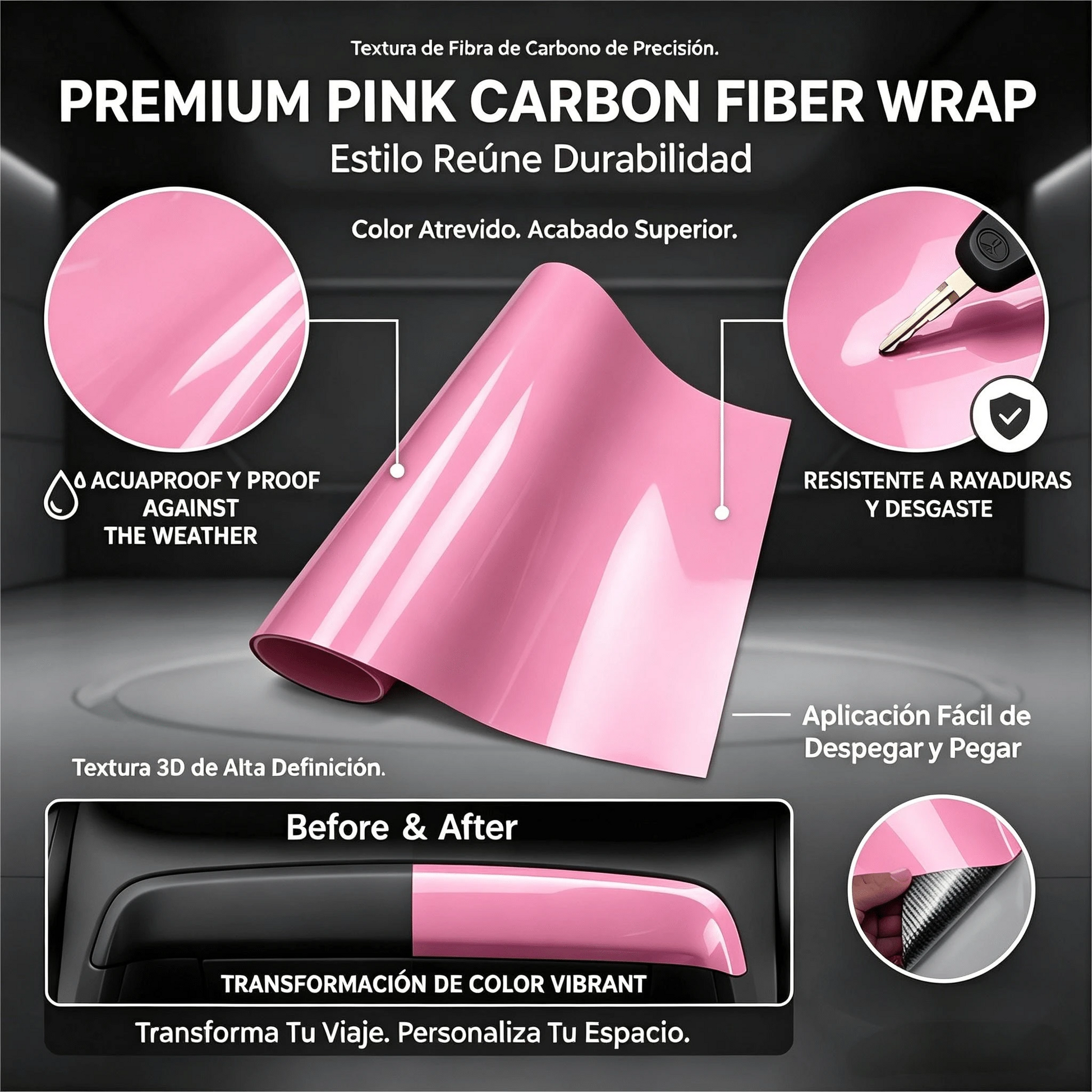 30*150cm Glossy Light Pink Vinyl Wrap Film, Car Body Wrap, Motorcycle DIY Decorative Self-Adhesive Sticker