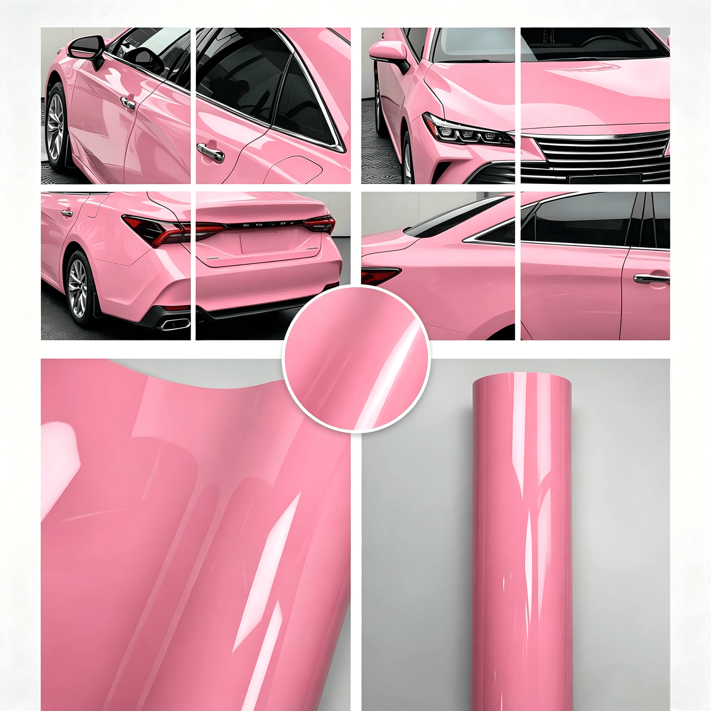 30*150cm Glossy Light Pink Vinyl Wrap Film, Car Body Wrap, Motorcycle DIY Decorative Self-Adhesive Sticker