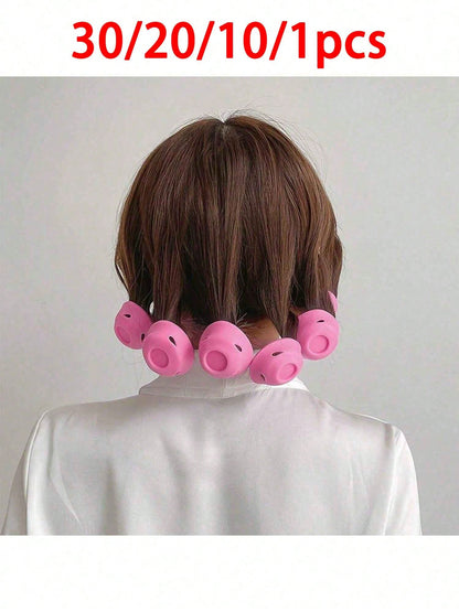 30/20/10/1pc Pink And Blue Silicone Curlers, Designed For Heat-Free Styling, Compact And Portable, Easy To Use, Can Create Natural Curls And Airy Bangs, Suitable For Short To Medium-Length Hair, Bathr