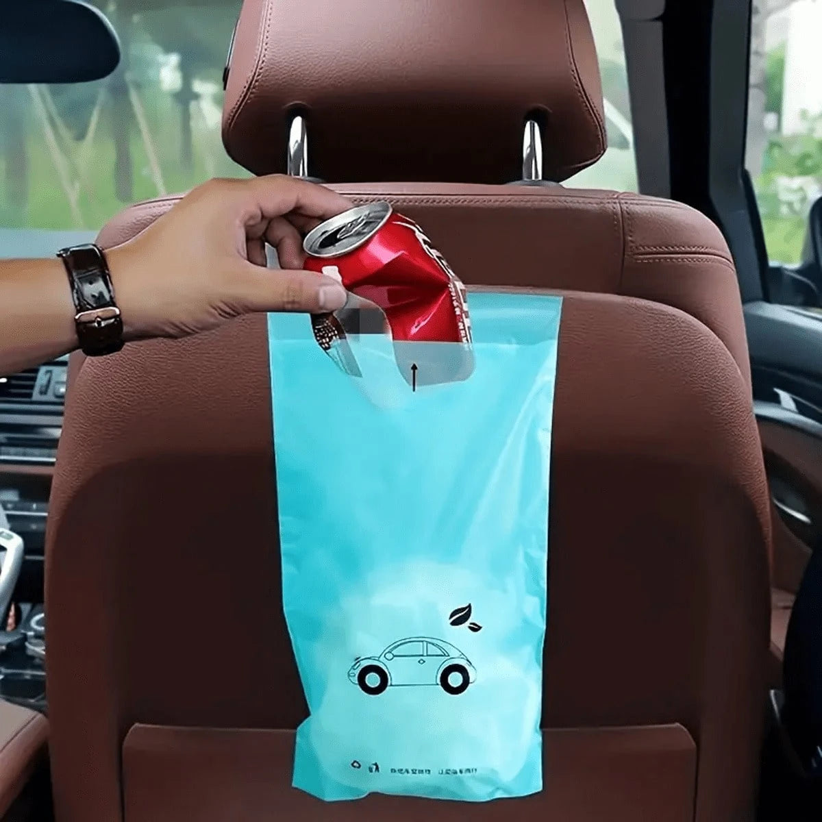 30/50 Pcs Car Trash Bags- Easy To Stick-On, Waterproof, Leak Proof & Self Adhesive Cleaning Bags For Cars, Bedrooms, Bathrooms, Offices & Kitchens