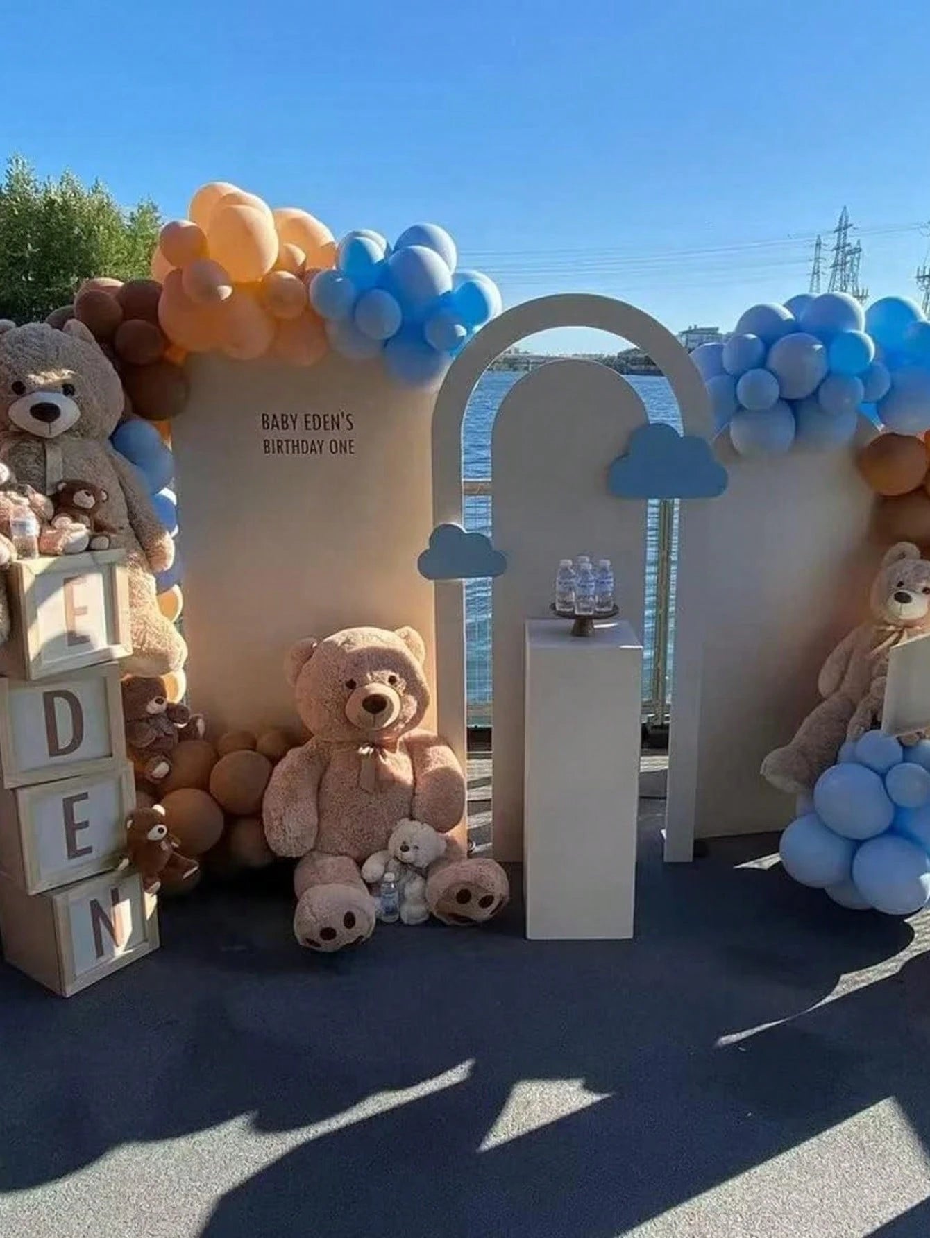 30/60pcs Blue & Brown Balloons, Pastel Macaron Blue, White, Beige, Nude Brown Latex Balloon Set, Light Baby Blue, Cream, Apricot, Coffee Color Balloons, Suitable For Teddy Bear Birthday, Baby Shower D