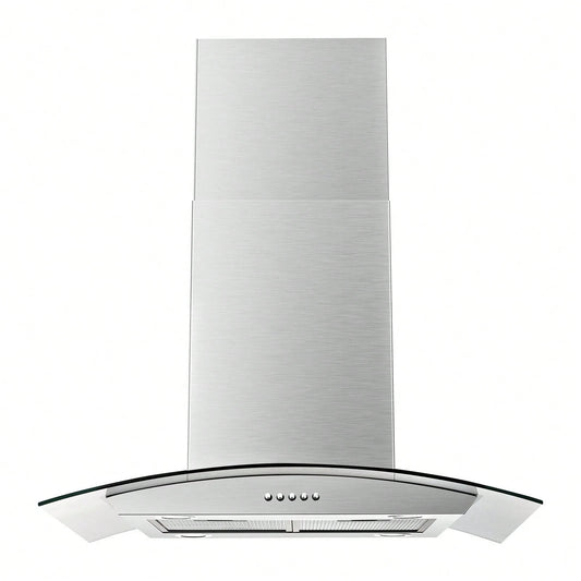 30 Inch Island Range Hood Stainless Steel 700 CFM Push Button Control Kitchen Exhaust Ventilation Fan With 5-Layer Mesh Filters, Large Airflow Capacity Ceiling Mount Vent Hood