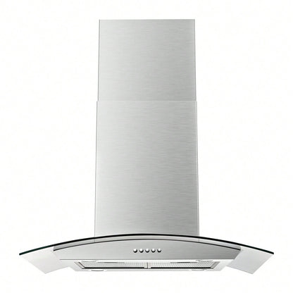 30 Inch Island Range Hood Stainless Steel 700 CFM Push Button Control Kitchen Exhaust Ventilation Fan With 5-Layer Mesh Filters, Large Airflow Capacity Ceiling Mount Vent Hood