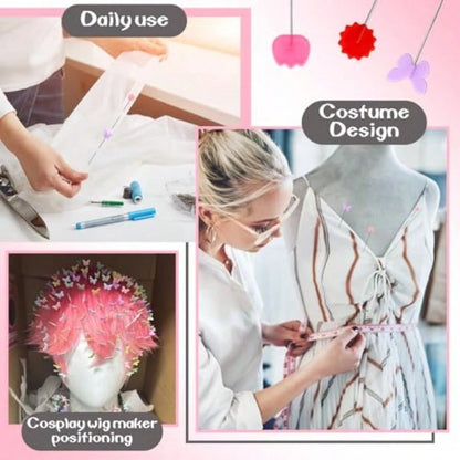 300PCS Flat Head Straight Pins Kits, Head Sewing Pins Quilting Pins, Flower Head Sewing Pins For Fabric With Storage Boxes For Sewing DIY Projects, Dressmaker Decoration