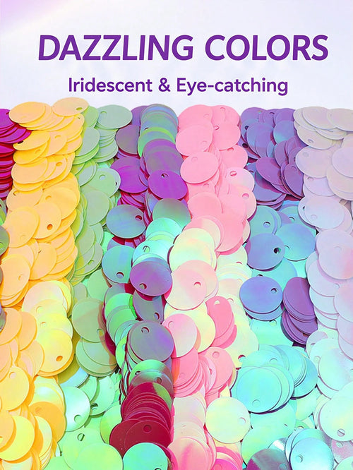 30mm Large Hole Flat Round Loose Sequins, 3cm Large PVC Colorful Iridescent Sequins, Bulk Embroidery Handmade Sequins, Suitable For Clothing Jewelry Making, DIY Sewing Accessories, Aesthetic Style