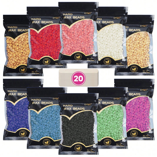 30PCS Wax Beads, LYQC Hard Wax Beads For Sensitive Skin Hair Removal, Wax For Full Body, Bikini, Face, Eyebrow, Back, Chest, Legs, Armpit, Upper Lip, Home Refill Wax For Wax Warmer Kit, 10 Flavours, C