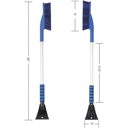 35-Inch Snow Brush And Ice Scraper (Blue)- Heavy-Duty For Cars, Trucks & SUVs Winter Windshield Cleaning