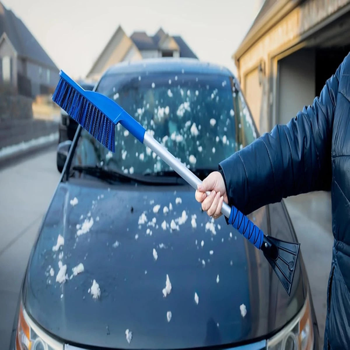 35-Inch Snow Brush And Ice Scraper (Blue)- Heavy-Duty For Cars, Trucks & SUVs Winter Windshield Cleaning