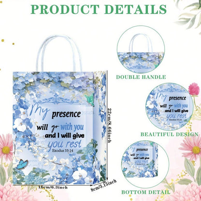 36 Bible Scripture Gift Bags With Handles, Bulk Floral Pattern Religious Gift Bags, Suitable For Weddings, Birthdays, Baptisms, Easter, Inspirational Christian Church Gifts For Women