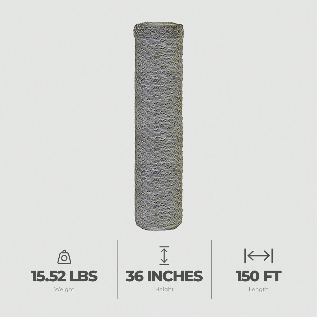 36" X 150ft Galvanized Chicken Wire Roll- 2 Inch Hexagonal Mesh, Woven Steel Wire For Garden Fencing, Chicken Coops, Plant Protection & DIY Crafts