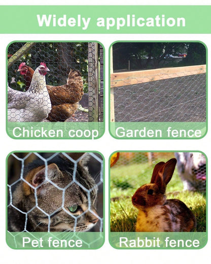 36" X 150ft Galvanized Chicken Wire Roll- 2 Inch Hexagonal Mesh, Woven Steel Wire For Garden Fencing, Chicken Coops, Plant Protection & DIY Crafts