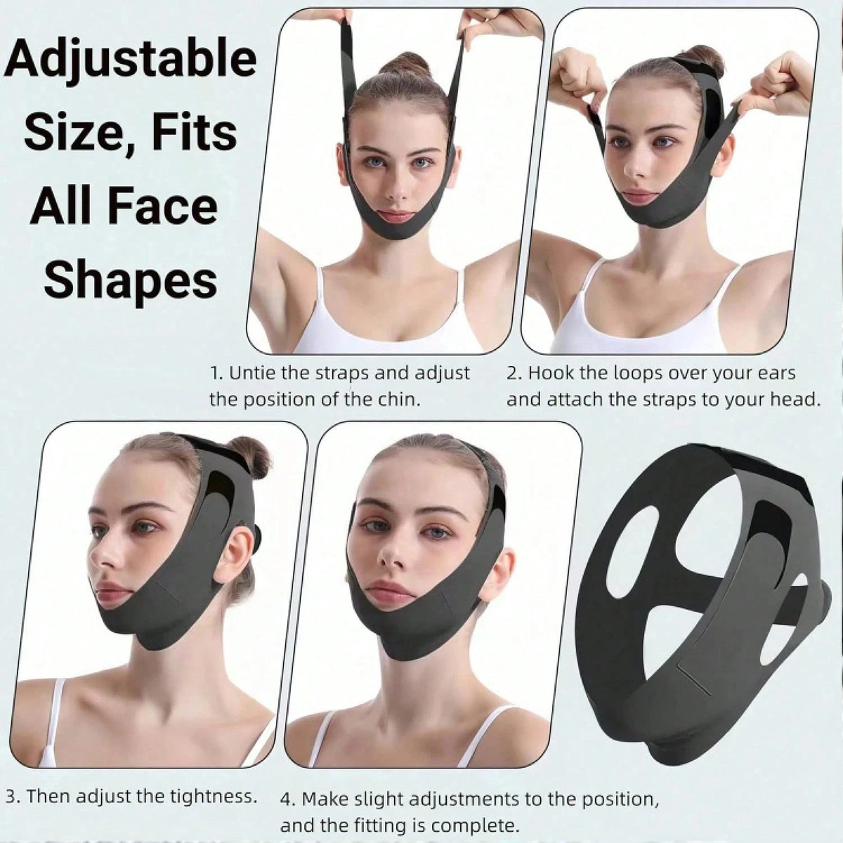 360° Stretch Double Chin Reducer For Women- Adjustable V Line Face Lifting Strap, Overnight Face Slimming Mask Washable Reusable All Day Comfort MXUR