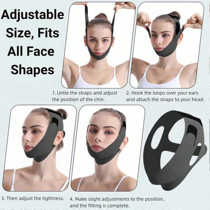 360° Stretch Double Chin Reducer For Women- Adjustable V Line Face Lifting Strap, Overnight Face Slimming Mask Washable Reusable All Day Comfort MXUR