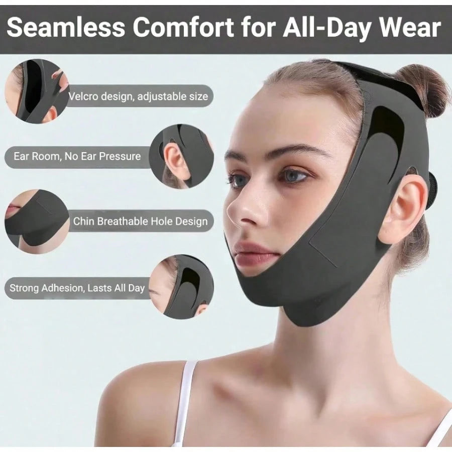 360° Stretch Double Chin Reducer For Women- Adjustable V Line Face Lifting Strap, Overnight Face Slimming Mask Washable Reusable All Day Comfort MXUR