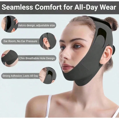 360° Stretch Double Chin Reducer For Women- Adjustable V Line Face Lifting Strap, Overnight Face Slimming Mask Washable Reusable All Day Comfort MXUR