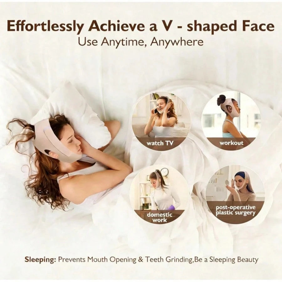 360° Stretch Double Chin Reducer For Women- Adjustable V Line Face Lifting Strap, Overnight Face Slimming Mask Washable Reusable All Day Comfort MXUR