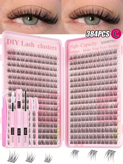 384pcs Single Eyelash Extensions, Eyelash Book, Cluster False Eyelashes, DIY Home Eyelash Extensions, Cluster False Eyelashes, Single False Eyelashes, False Eyelashes, Natural Eyelashes Vs Dense Eyela