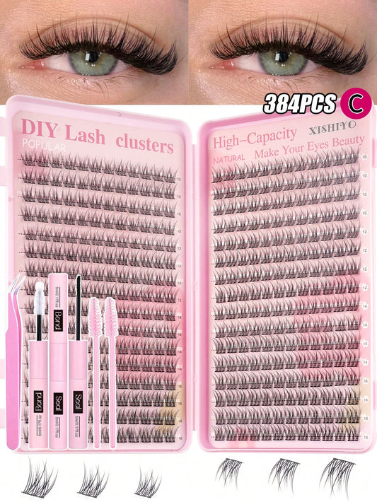 384pcs Single Eyelash Extensions, Eyelash Book, Cluster False Eyelashes, DIY Home Eyelash Extensions, Cluster False Eyelashes, Single False Eyelashes, False Eyelashes, Natural Eyelashes Vs Dense Eyela