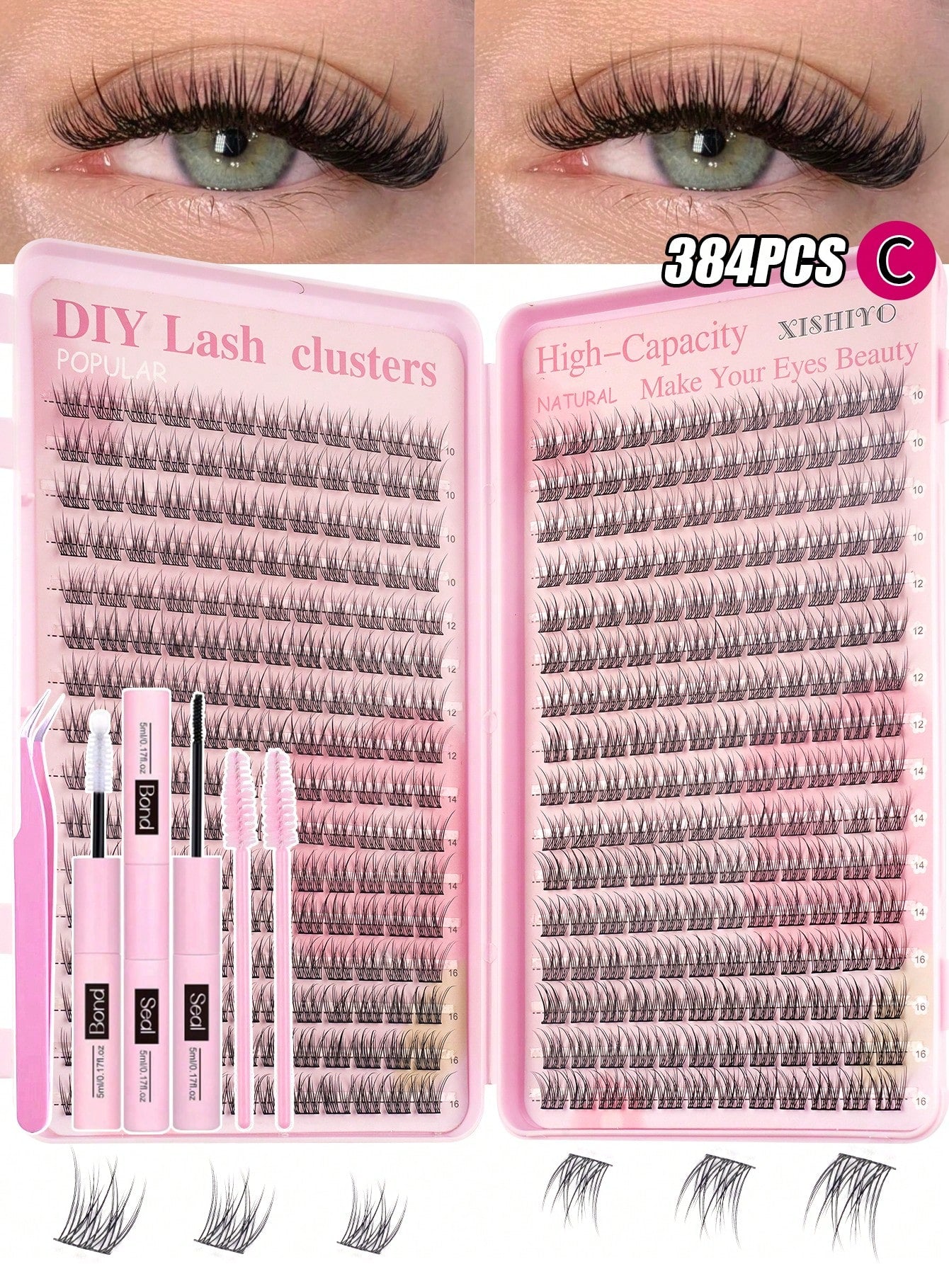 384pcs Single Eyelash Extensions, Eyelash Book, Cluster False Eyelashes, DIY Home Eyelash Extensions, Cluster False Eyelashes, Single False Eyelashes, False Eyelashes, Natural Eyelashes Vs Dense Eyela
