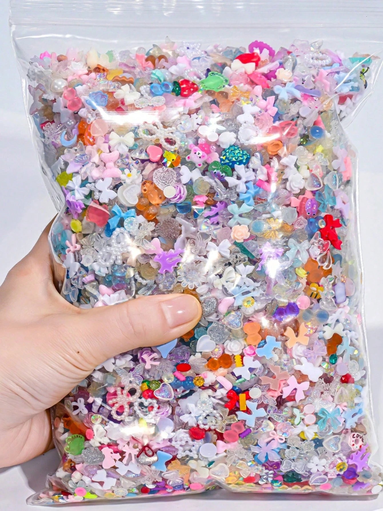 3D Mixed Colors Resin Flatback Nail Art Charms, 30g Pack Heart Flower Bow Rhinestones For DIY Craft Jewelry Making Supplies