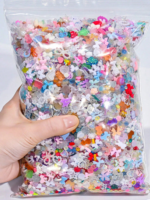 3D Mixed Colors Resin Flatback Nail Art Charms, 30g Pack Heart Flower Bow Rhinestones For DIY Craft Jewelry Making Supplies