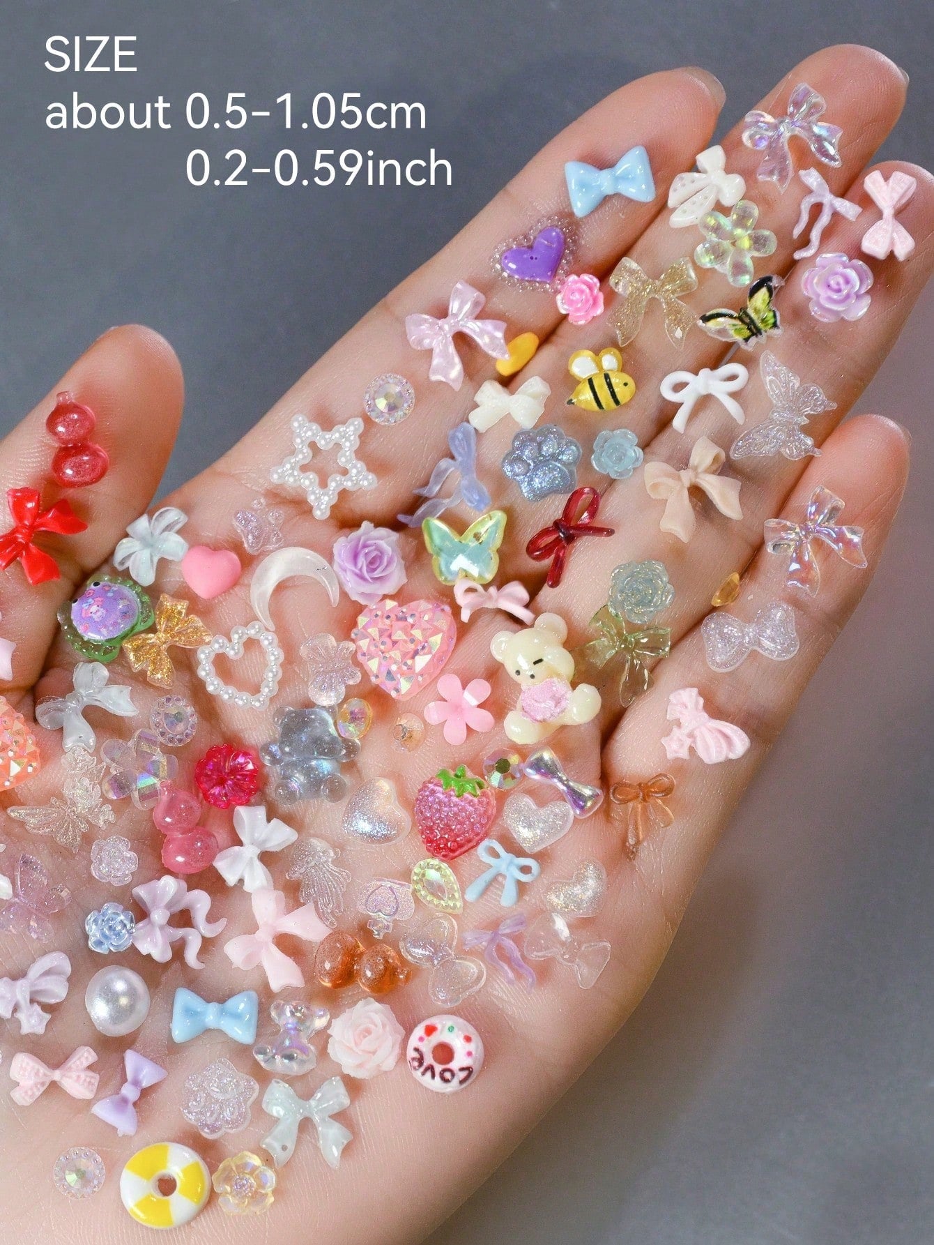 3D Mixed Colors Resin Flatback Nail Art Charms, 30g Pack Heart Flower Bow Rhinestones For DIY Craft Jewelry Making Supplies