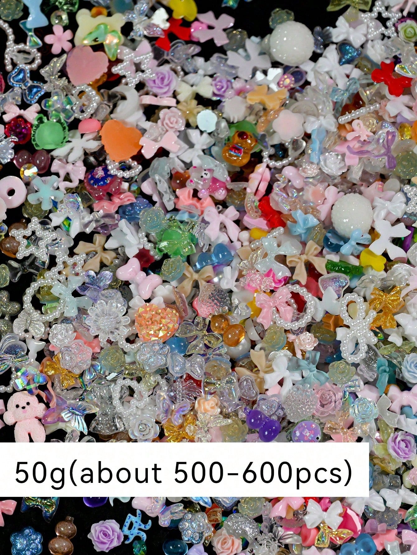 3D Mixed Colors Resin Flatback Nail Art Charms, 30g Pack Heart Flower Bow Rhinestones For DIY Craft Jewelry Making Supplies