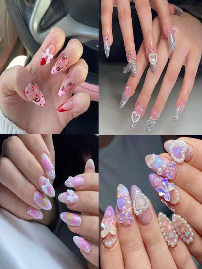3D Mixed Colors Resin Flatback Nail Art Charms, 30g Pack Heart Flower Bow Rhinestones For DIY Craft Jewelry Making Supplies