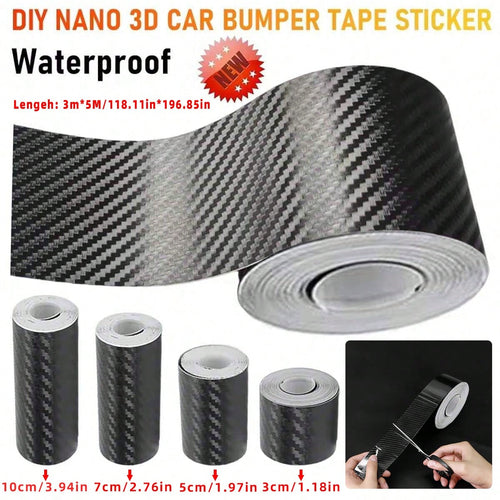 3D Nano Black Car Door Edge Protector Tape, Carbon Fiber Adhesive Sticker, Waterproof Side Decorative Protective Film Tape
