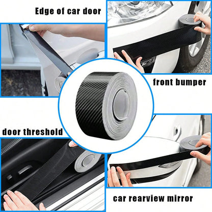 3D Nano Black Car Door Edge Protector Tape, Carbon Fiber Adhesive Sticker, Waterproof Side Decorative Protective Film Tape