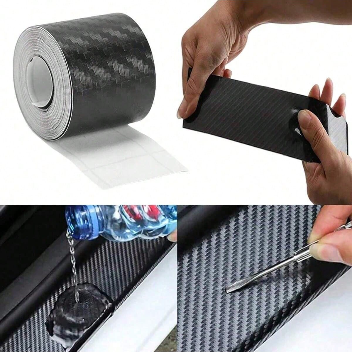 3D Nano Black Car Door Edge Protector Tape, Carbon Fiber Adhesive Sticker, Waterproof Side Decorative Protective Film Tape