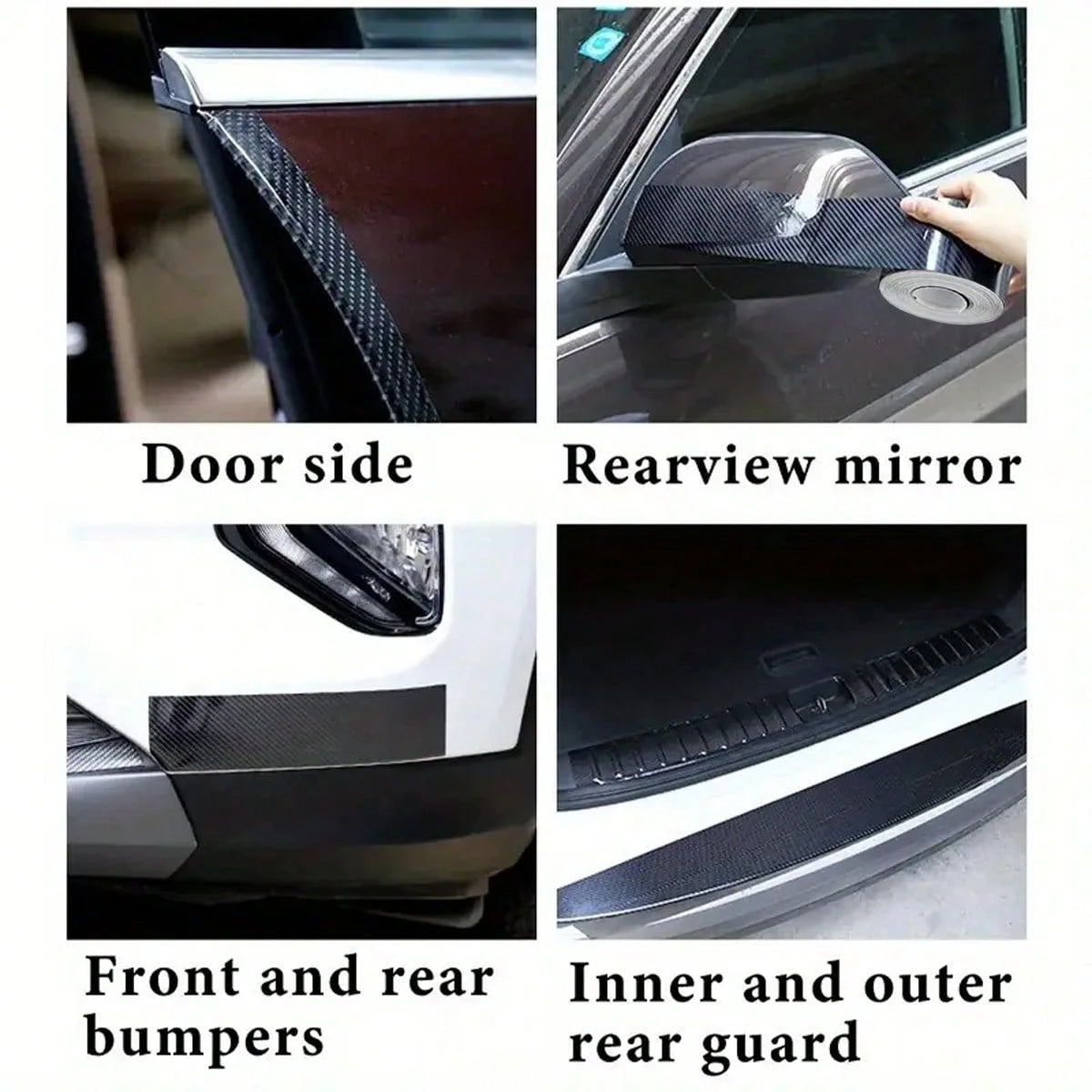 3D Nano Black Car Door Edge Protector Tape, Carbon Fiber Adhesive Sticker, Waterproof Side Decorative Protective Film Tape