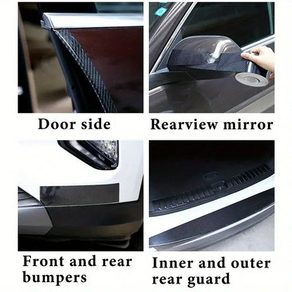 3D Nano Black Car Door Edge Protector Tape, Carbon Fiber Adhesive Sticker, Waterproof Side Decorative Protective Film Tape