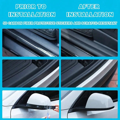 3D Nano Black Car Door Edge Protector Tape, Carbon Fiber Adhesive Sticker, Waterproof Side Decorative Protective Film Tape