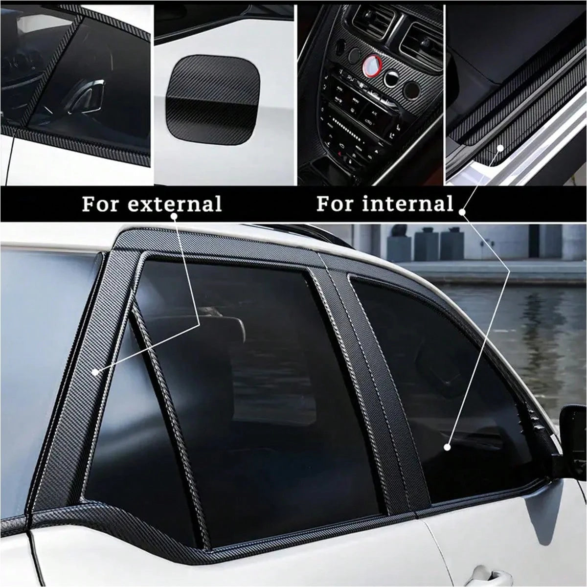 3D Nano Black Car Door Edge Protector Tape, Carbon Fiber Adhesive Sticker, Waterproof Side Decorative Protective Film Tape