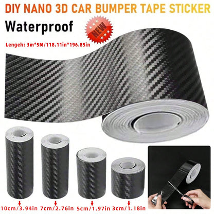 3D Nano Black Car Door Edge Protector Tape, Carbon Fiber Adhesive Sticker, Waterproof Side Decorative Protective Film Tape